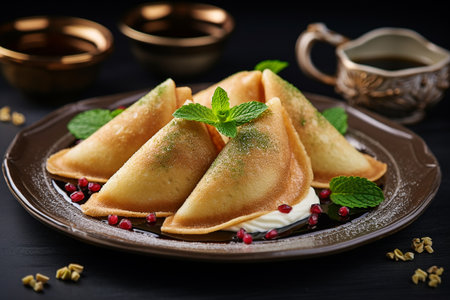 Qatayef is a dessert made from stuffed pancakes. Ramadan holidayの素材