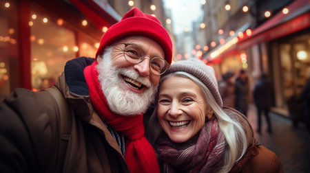 A happy couple taking a selfie together, radiating joy and love on Valentine's Dayの素材