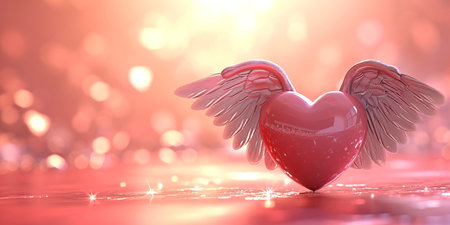 3d Heart with Cupid wings.の素材