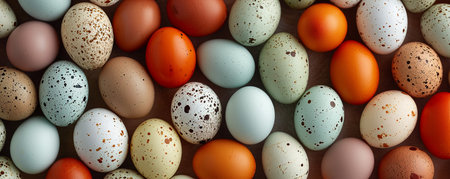 chicken eggs of different colors backgroundの素材