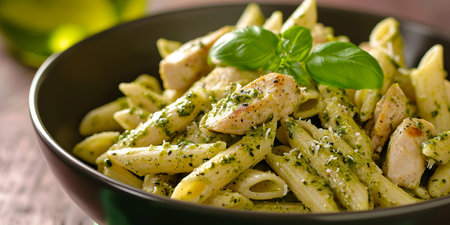 Penne with Chicken and Pesto Sauceの素材