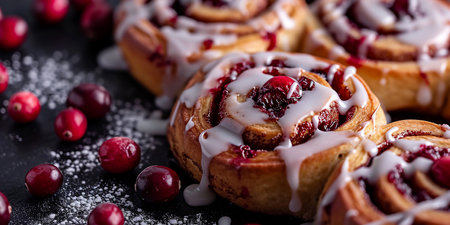 Delicious cranberry cinnamon rolls with cranberry frostingの素材