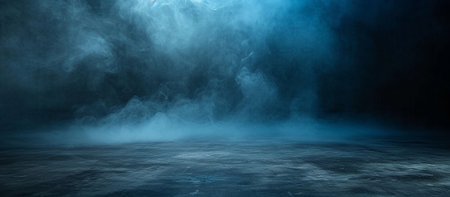 Concrete floors and a smoke-filled studio room highlight the texture of the interior for product display.の素材