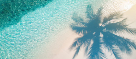Top view of the shadow of tropical leaves on the surface of the water.の素材
