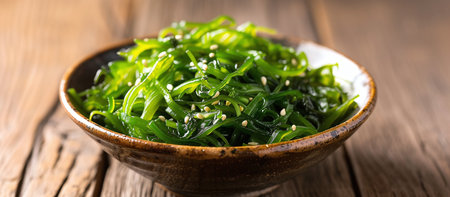 Japanese seaweed salad in a bowlの素材