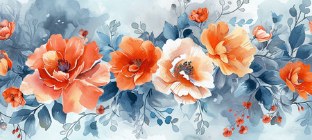 watercolor floral still life drawing illustration. arrival of spring, flora and botanyの素材