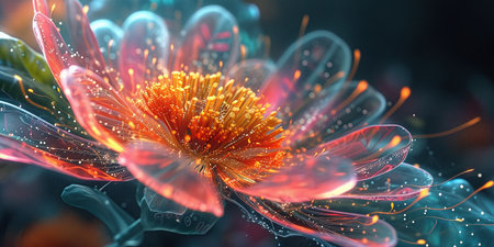 Techno-Flora A futuristic take on flowers, botanical art, a combination of nature and science.の素材