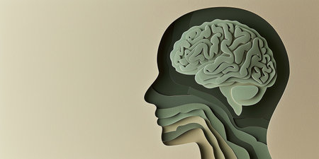 human head and brain made of cardboard paperの素材