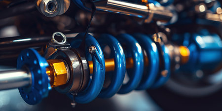 Shock absorber strut with coil spring, modern car suspension systemの素材