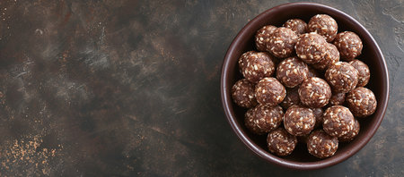 Charoset balls are rolled in chopped nuts or grated coconut for a small treat during the Passover Seder.の素材