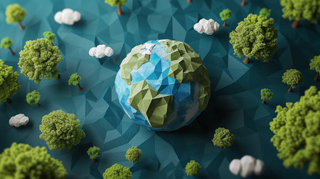 Earth symbol in paper cut style. environmental postcard background with planet earth. Earth Dayの素材