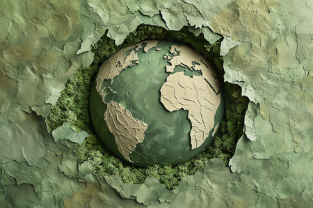 green leafy paper planet earthの素材