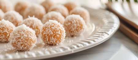 Charoset balls are rolled in chopped nuts or grated coconut for a small treat during the Passover Seder.の素材