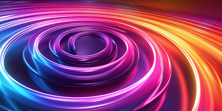 colorful abstract spiral rays and waves with cosmic rays, neon styleの素材