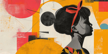 colorful illustration of man silhouette, pop artの素材