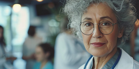 Portrait of a woman and a nurse in a hospital or clinic to provide medical services. woman in scrubs for help, care or professional activitiesの素材