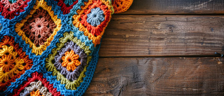 Crochet from wool yarn of different colors, hook.の素材