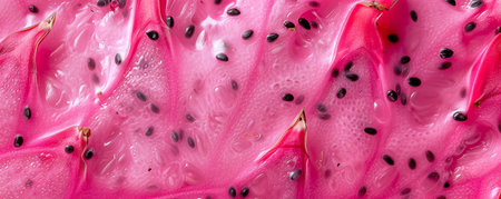 background of dragon fruit with sweet white surface and black seeds on fresh pulpの素材