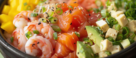 Hawaiian salmon, tuna and shrimp pokeの素材