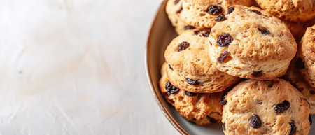 English cream tea, raisins or raisin scones, British Cornish pastriesの素材