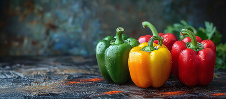red, orange and green bell peppers, Cinco de Mayoの素材