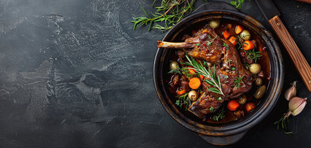 Braised lamb shank with herbs and vegetablesの素材