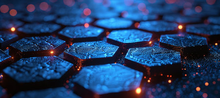Blue hexagonal background with technology abstractの素材