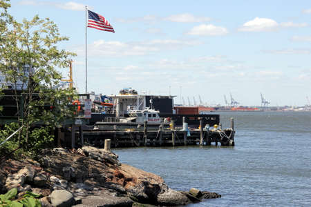 Staten Island, NY, USA - May 31, 2020: Harbor pilots station on the Staten Island shore of the Upper...