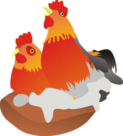 Cock and henのイラスト素材