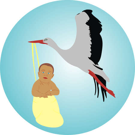 Stork with the childのイラスト素材