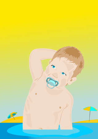 The child on a beachのイラスト素材