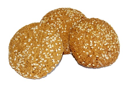 Dietary oatmeal cookies, isolate on a white backgroundの写真素材