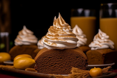 Close up of brown cream cakeの素材