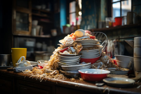 Open kitchen cabinet with different utensils. Close-up.の素材