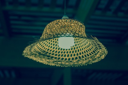 Beautiful wood lamp by handmade  design for decorate.の写真素材