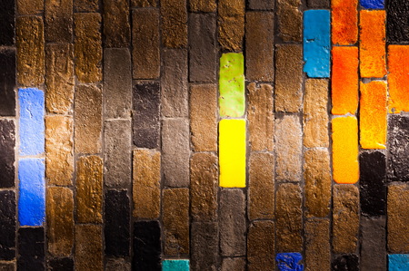 Colorful bricks decorate on the beautiful wall.の写真素材