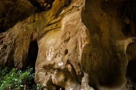 Beautiful stone Cave with above light in Thailand.の写真素材