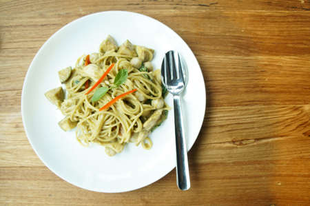 green curry spaghettiの写真素材