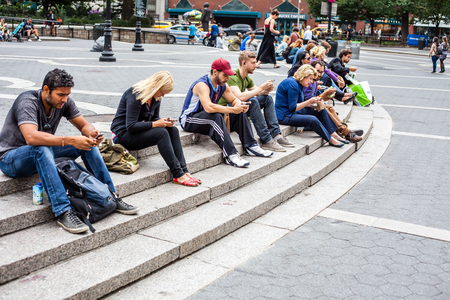 People resting at Union Square New York Cityのeditorial素材