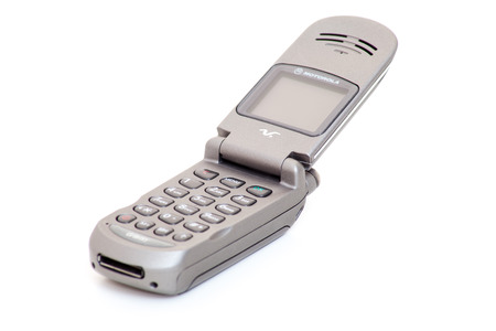 Motorola V-Series retro flip phone titan look. All on white backgroundのeditorial素材