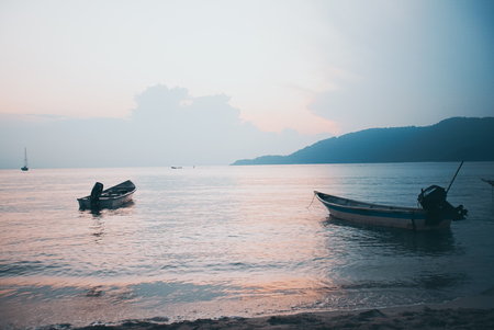 Perhentian Island boat at seaside for rentalのeditorial素材
