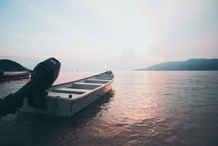 Perhentian Island boat at seaside for rentalのeditorial素材