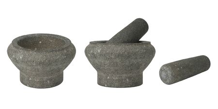 Batu Lesung or Stone Mortar isolated in white backgroundの写真素材