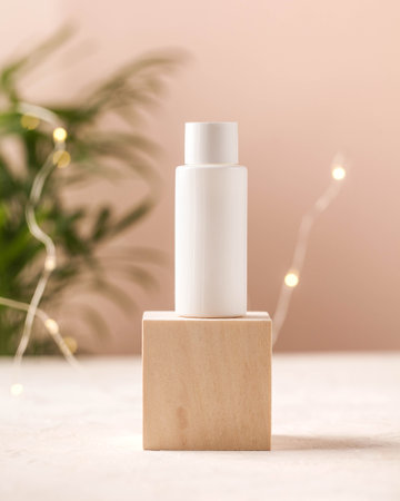 A tube of face and body care cosmetics. Beauty and cosmetic concept. Copy space.の写真素材