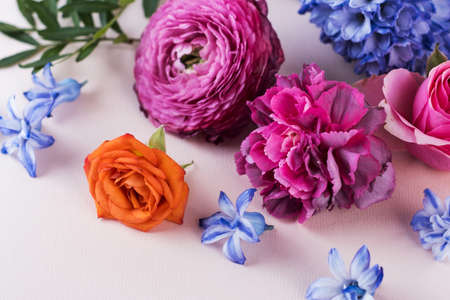 Floral bright background. The concept of spring, March 8. Copy space.の写真素材