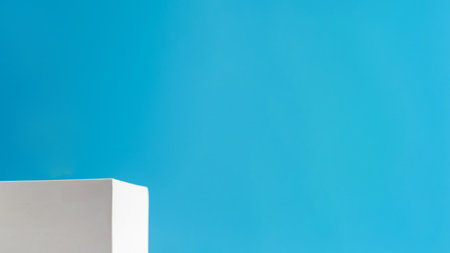 White podium to advertise your product on a blue background. Banner.の写真素材