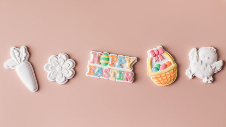 Easter figures made of plaster with paints, the concept of childrens crafts for Easter.の写真素材