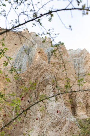 Clay rocks on the South Island of New Zealand. Natural attractions.の写真素材