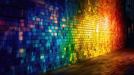 Abstract rainbow on grunge textured surface at sunlight AI generative imageの素材