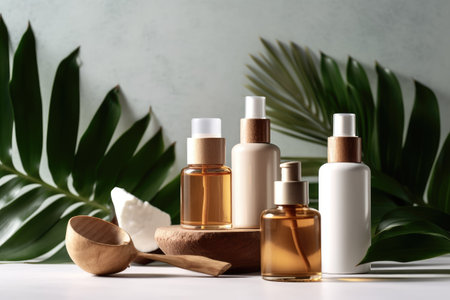 A composition from a set of cosmetic products with a natural extract. Skin care.の素材